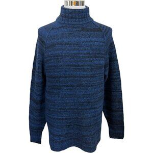 Todd Snyder 100% Wool Turtleneck Sweater Blue Mens Large L Large Abstract Stripe